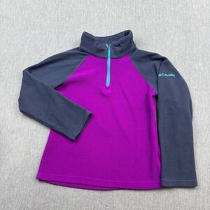 Columbia Sweater Girls Youth Small 7/8 Purple Pullover 1/4 Zip Fleece Mock Neck